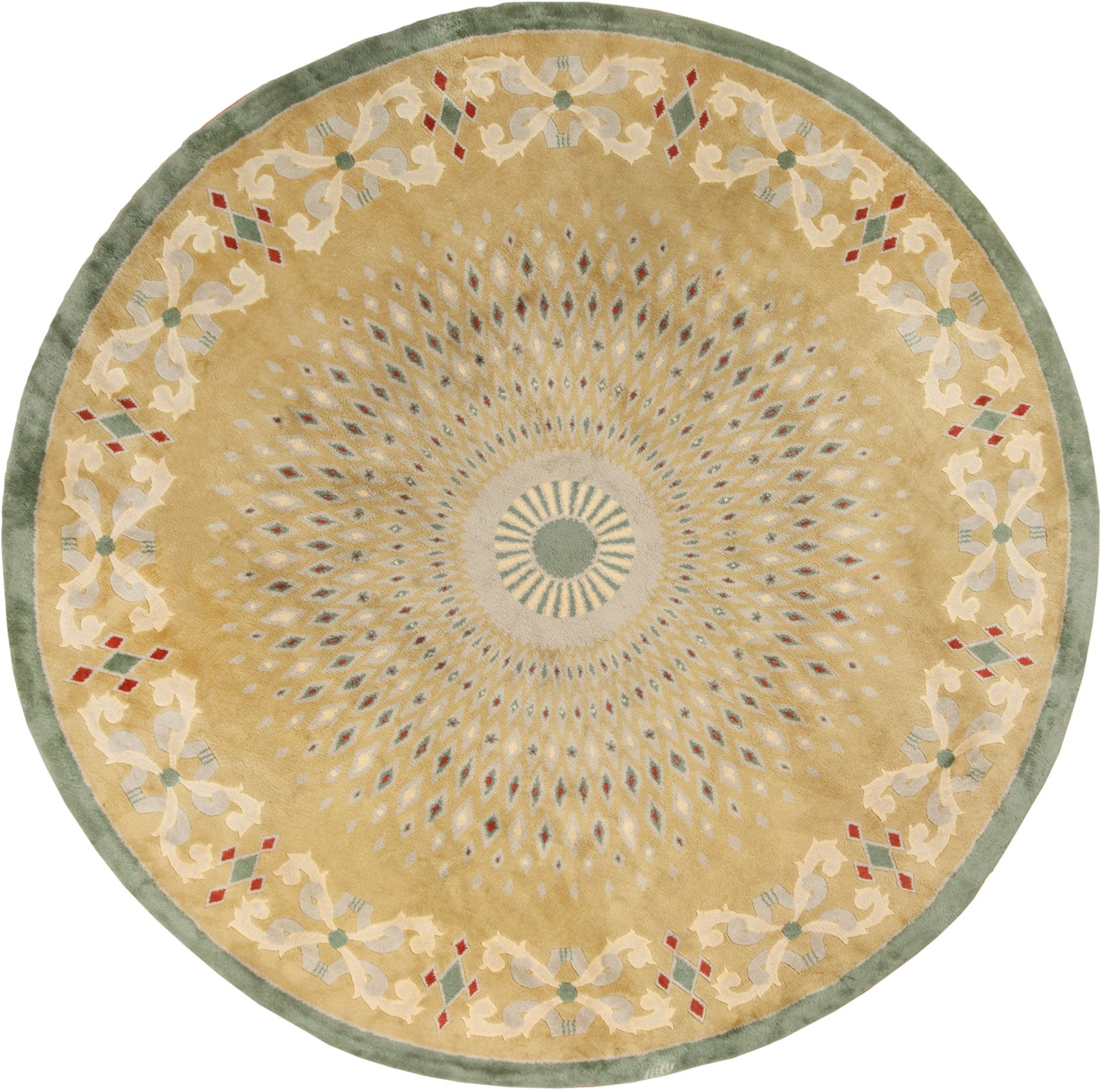 Antique Round French Art Deco Rug by Leleu 49693 Nazmiyal