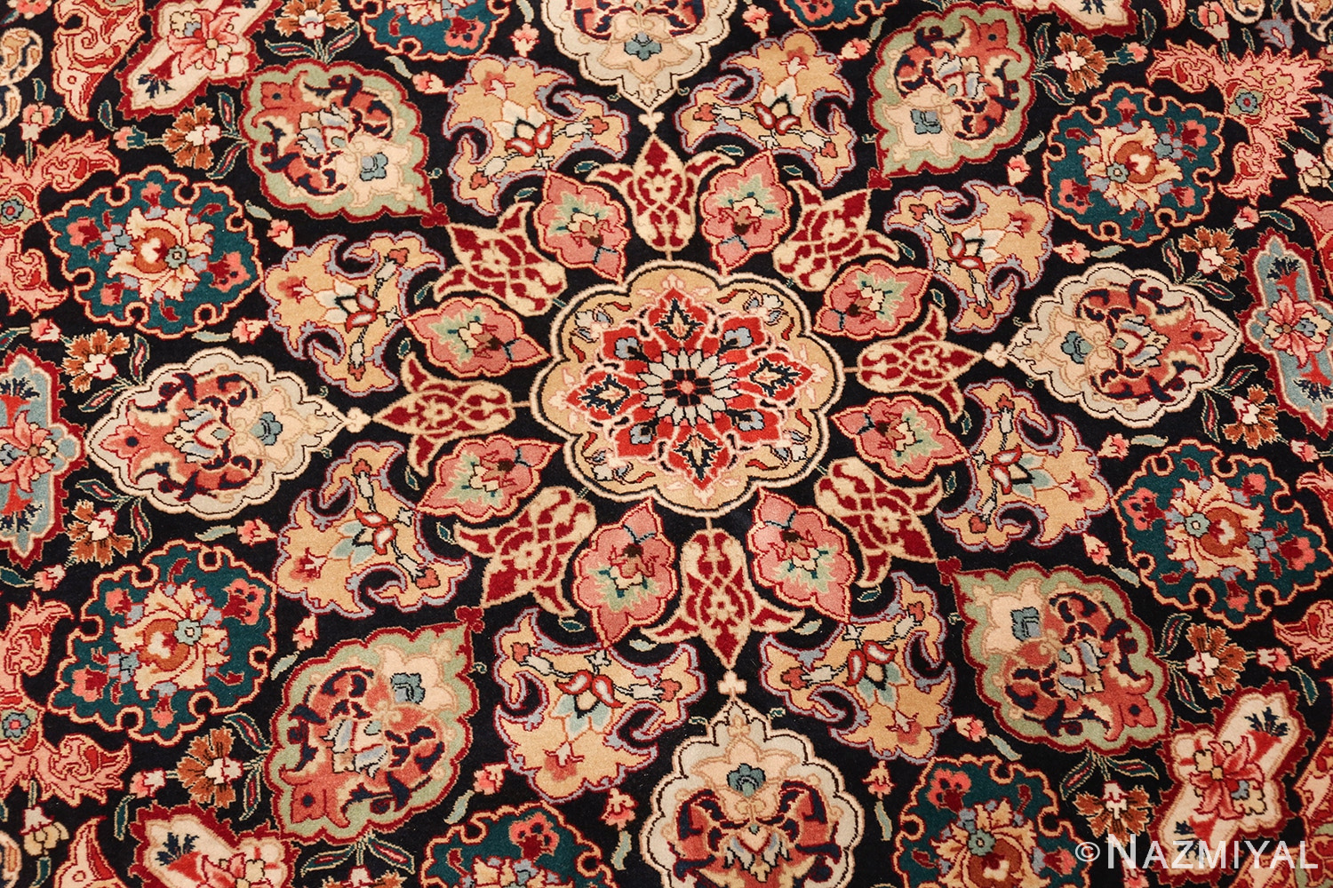 fine red color large vintage persian tabriz rug 60046 center Nazmiyal