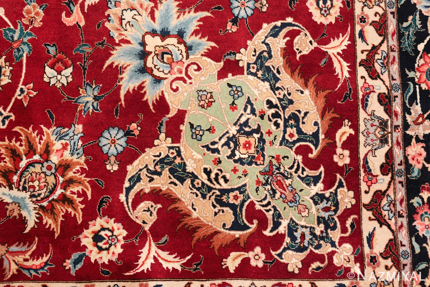 fine red color large vintage persian tabriz rug 60046 design Nazmiyal