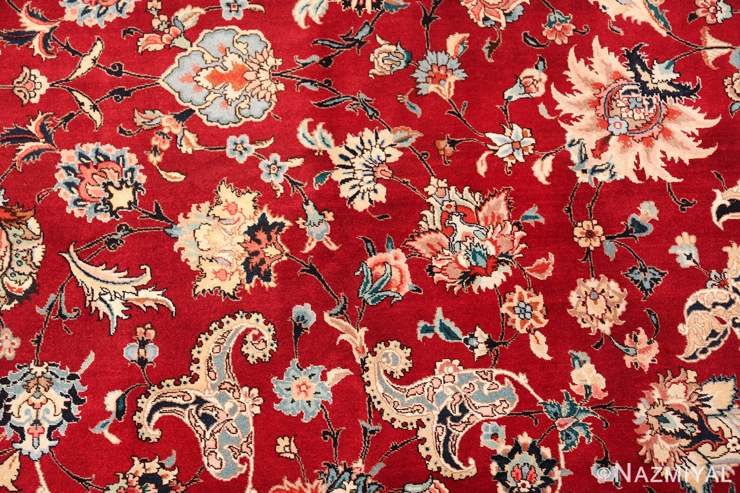 fine red color large vintage persian tabriz rug 60046 field Nazmiyal