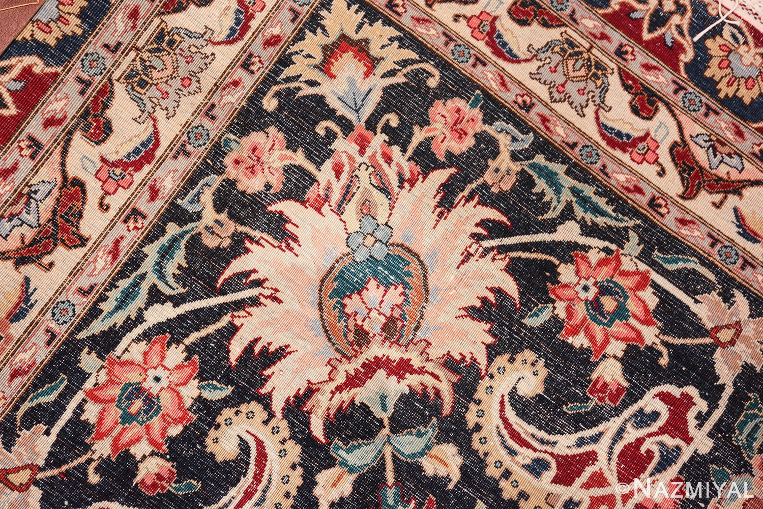 fine red color large vintage persian tabriz rug 60046 knots Nazmiyal