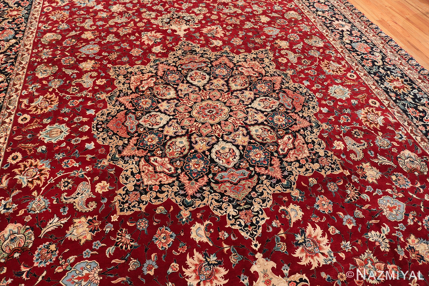 fine red color large vintage persian tabriz rug 60046 middle Nazmiyal