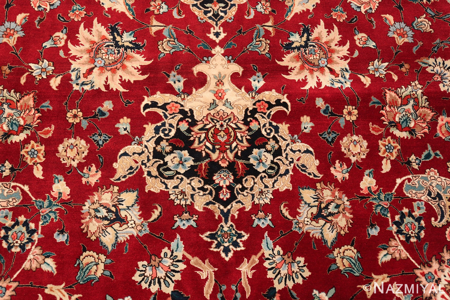 fine red color large vintage persian tabriz rug 60046 tiara Nazmiyal