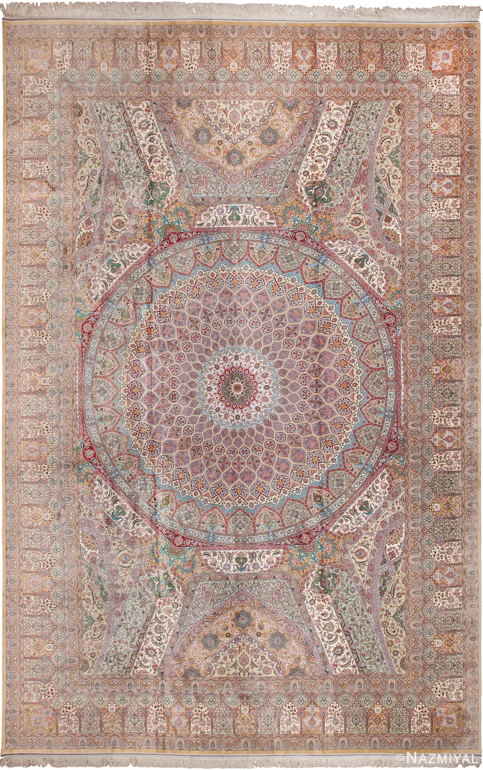 Large Vintage Silk Persian Qum Rug 60035 by Nazmiyal