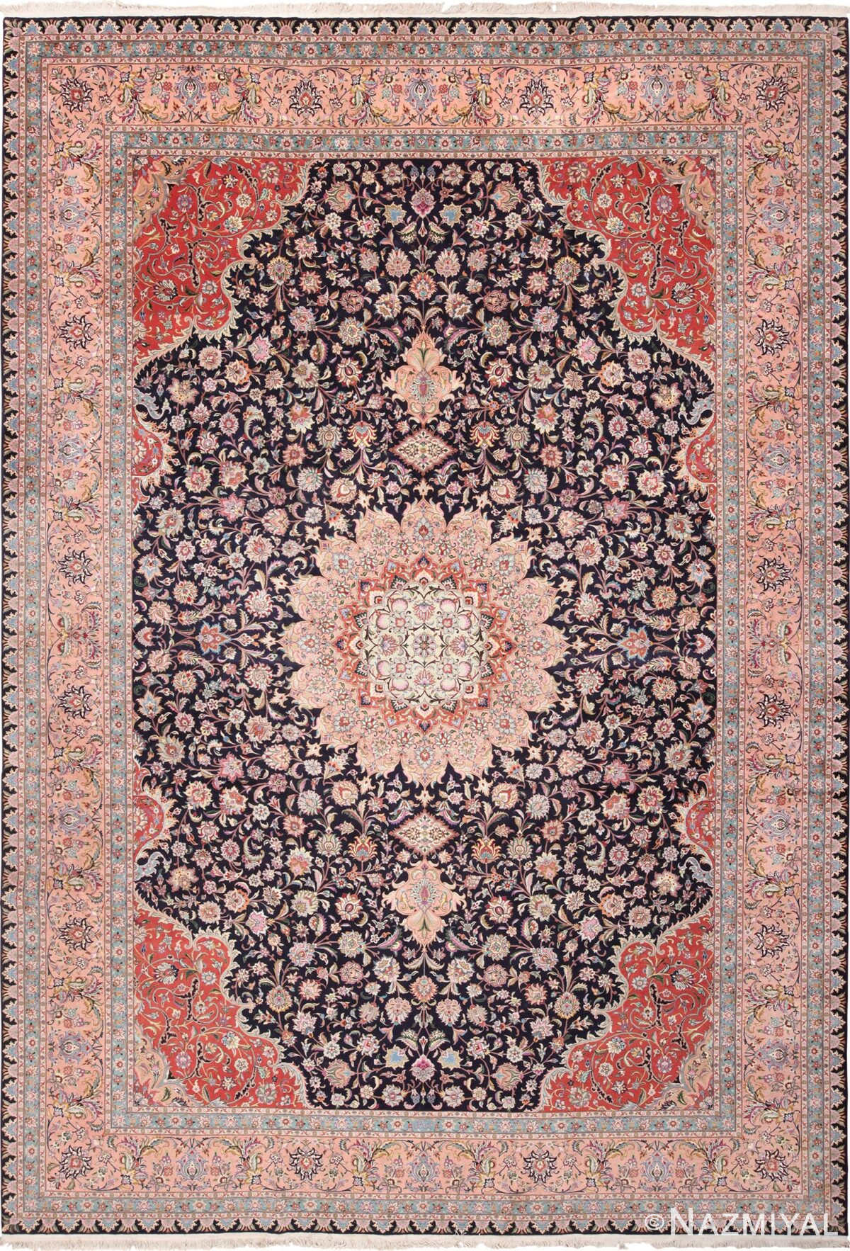 Vintage Large Wool and Silk Persian Tabriz Rug 60044 by Nazmiyal