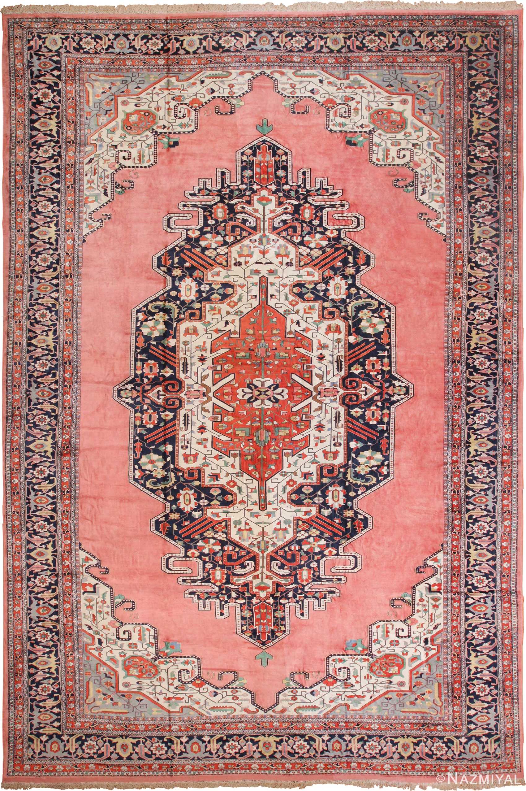 Large Vintage Persian Silk Heriz Rug, Vintage Persian Rugs