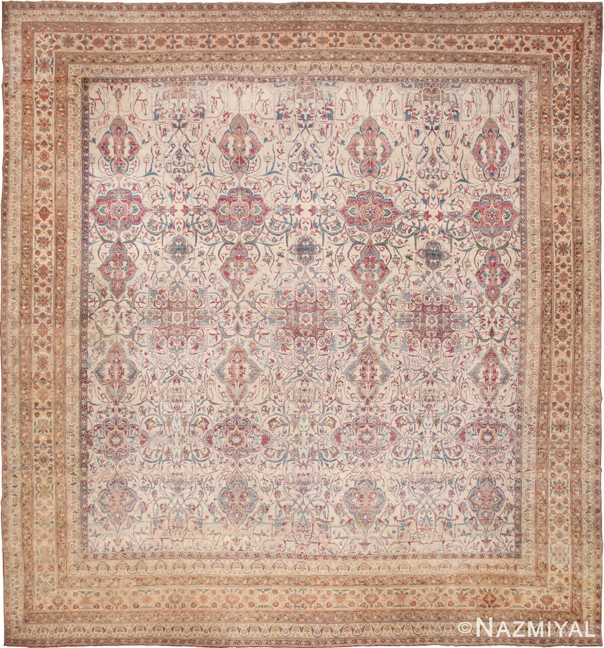 Large Square Antique Persian Kerman Rug 49676 by Nazmiyal