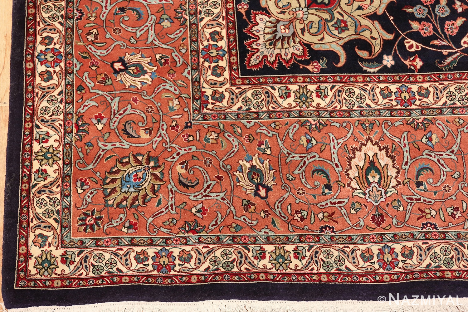 large vintage tabriz persian rug 60040 corner Nazmiyal