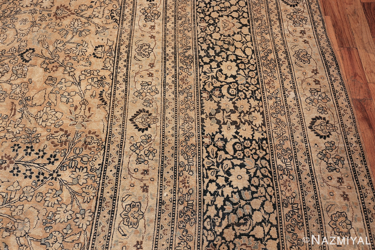 oversize neutral earth tone color persian khorassan rug 49427 border Nazmiyal
