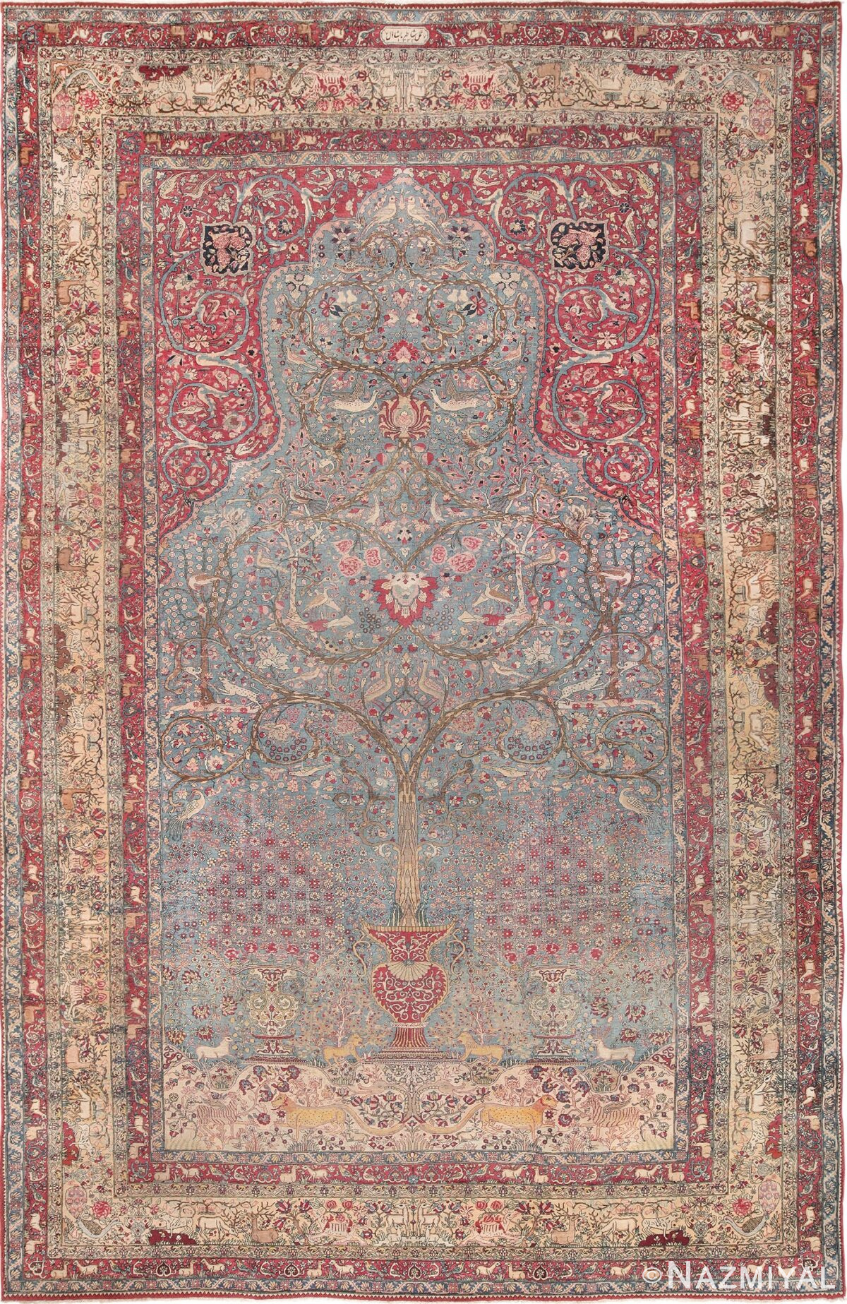 Mythical Antique Tree of Life Design Persian Tehran Rug 49197 by Nazmiyal