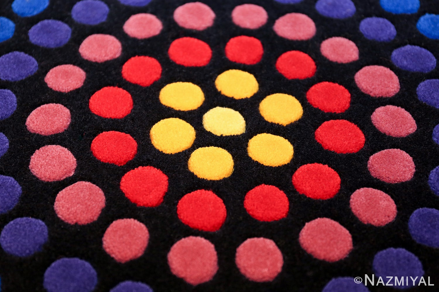 vintage round scandinavian verner panton polka dot rug 49684 colors Nazmiyal