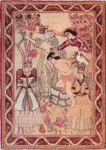 Small Pictorial Antique Biblical Persian Kerman Rug 49735 Nazmiyal