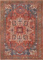 Room Size Antique Persian Heriz Rug 49478 Nazmiyal