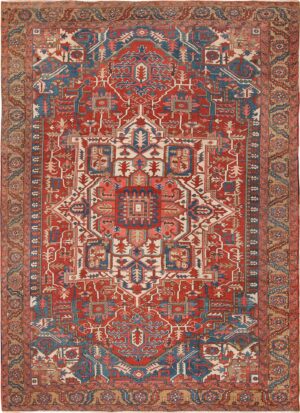 Room Size Antique Persian Heriz Rug 49478 Nazmiyal