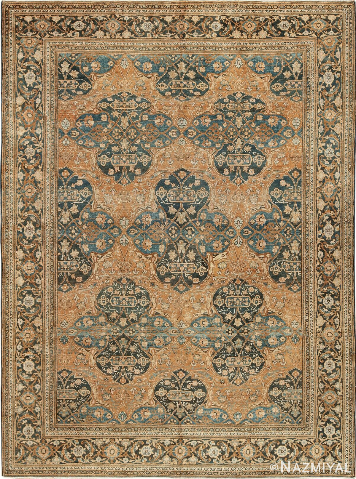 Antique Neutral Earth Tone Color Persian Khorassan Rug 49708 by Nazmiyal