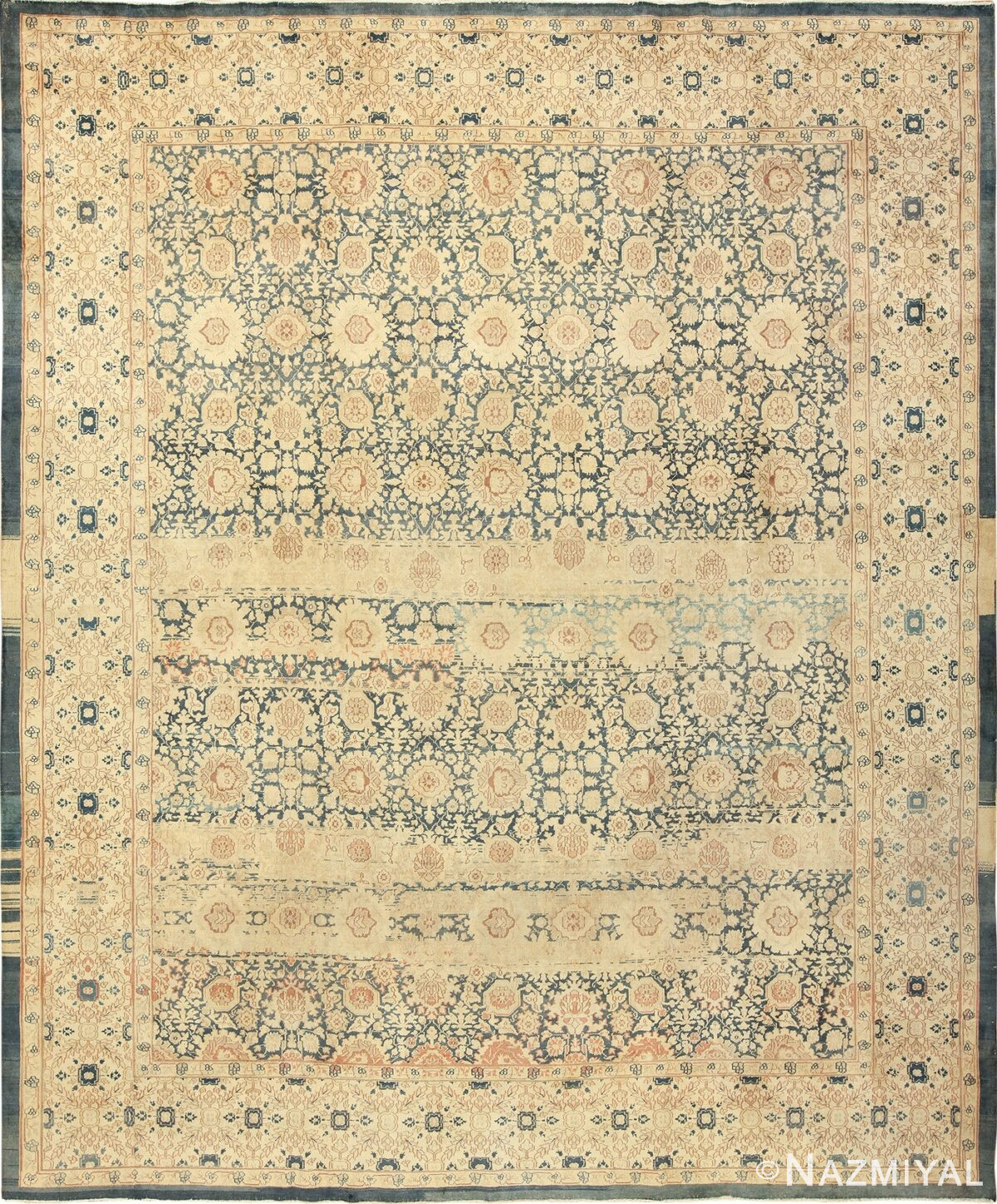 Antique Light Blue Color Persian Tabriz Rug 49714 by Nazmiyal