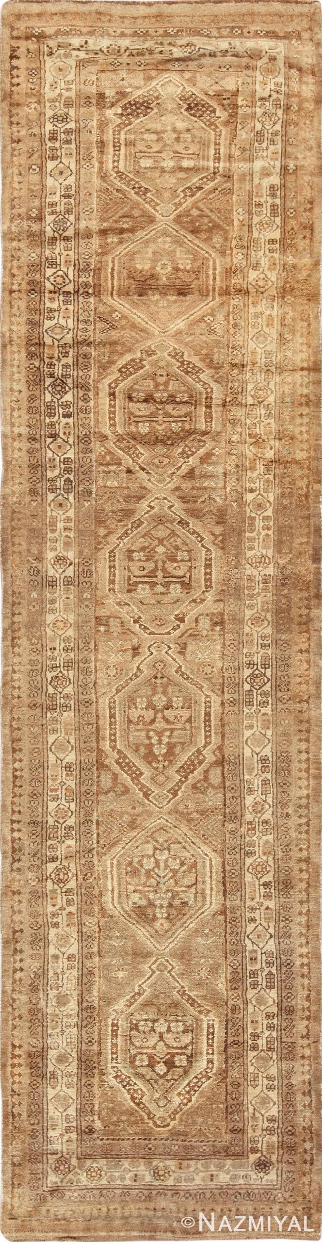 Neutral Earth Tone Vintage Persian Malayer Runner Rug 49713 by Nazmiyal