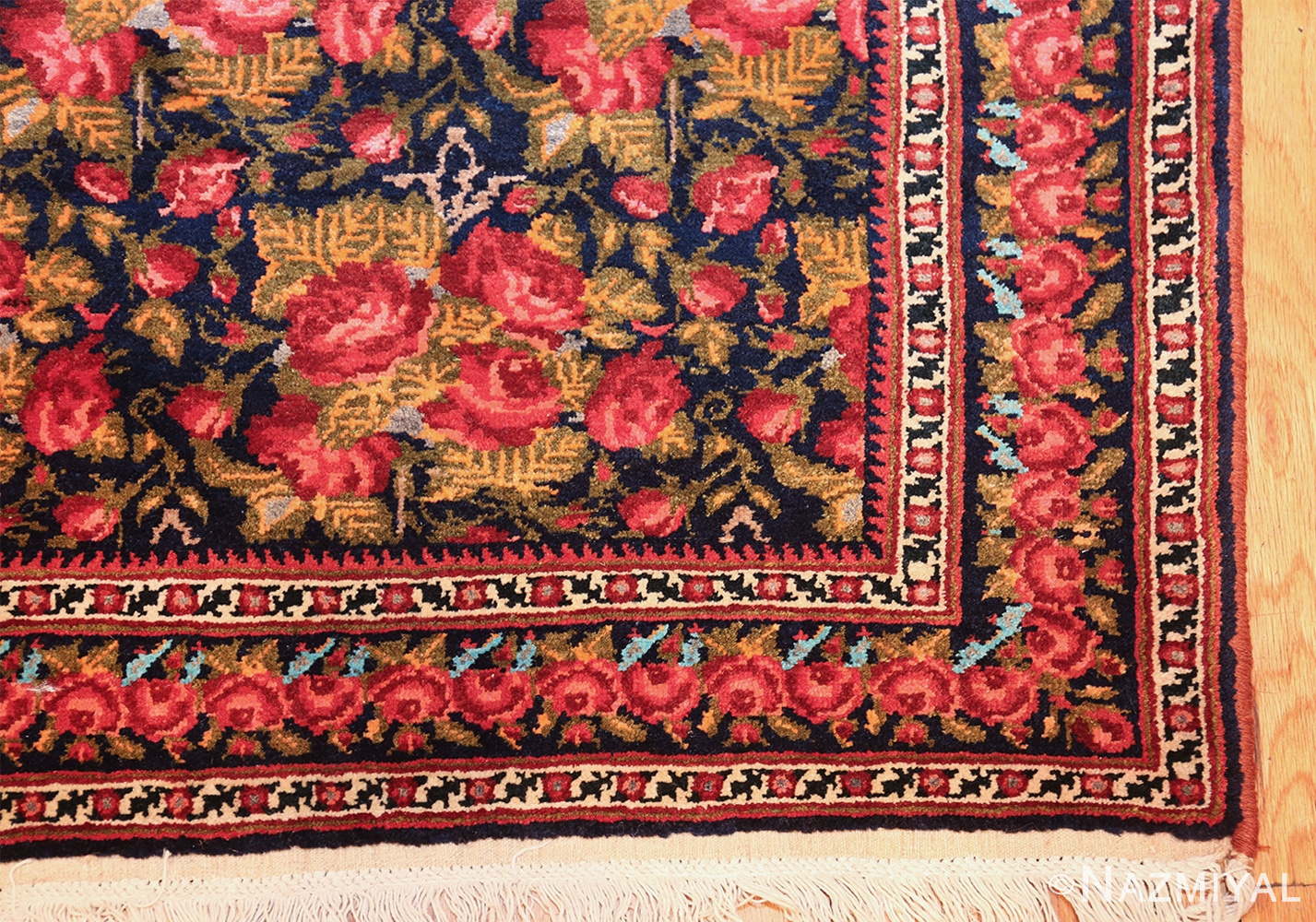 vintage small size persian qashqai rug 49738 corner Nazmiyal