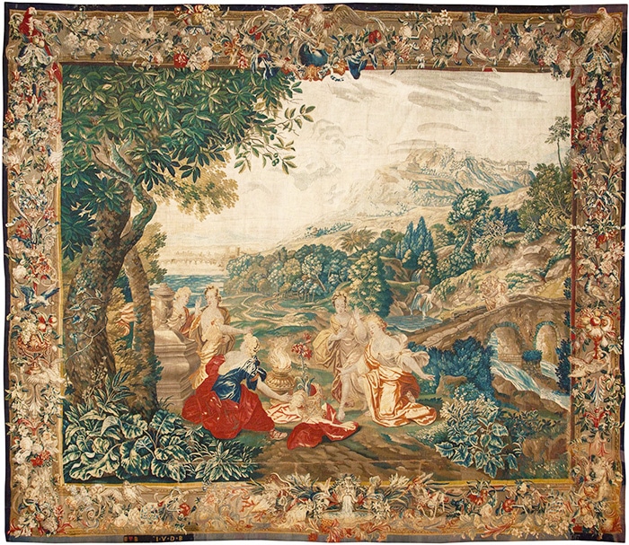 17th Century Scenic Flemish Tapestry Rug 45666 - Nazmiyal