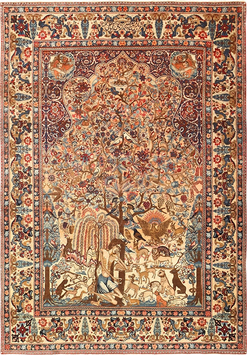 19th Century Laila And Majnun Persian Rug by Kermani 19th Century Laila And Majnun Persian Rug by Kermani - Nazmiyal