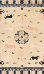 Animal Motif Antique Chinese Pillar Rug 49797 Nazmiyal