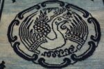 Antique Blue Background Tibetan Rug 49795 central medallion Nazmiyal