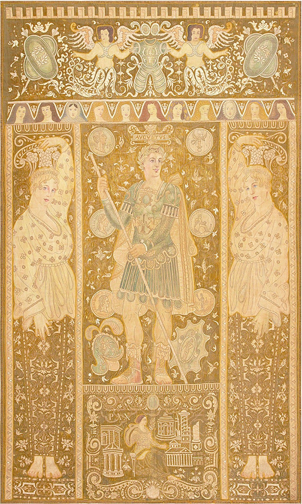 Antique Historical Italian Tapestry Caesar Augustus Roman Emperor Octavian 47325 - nazmiyal