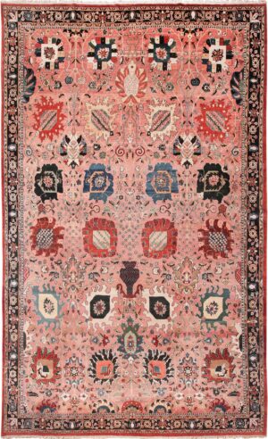 Large Vase Design Vintage Indian Agra Rug 49770 - Nazmiyal