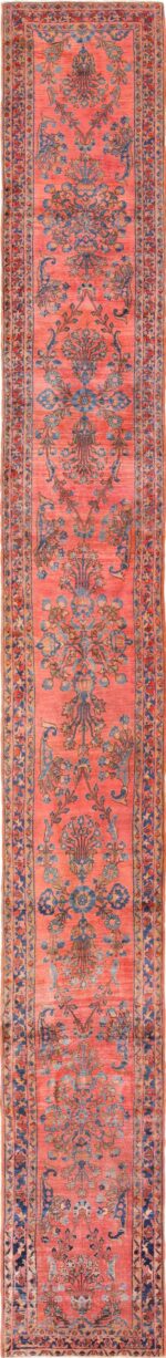 Long and Narrow Antique Persian Sarouk Runner Rug 49668 - Nazmiyal
