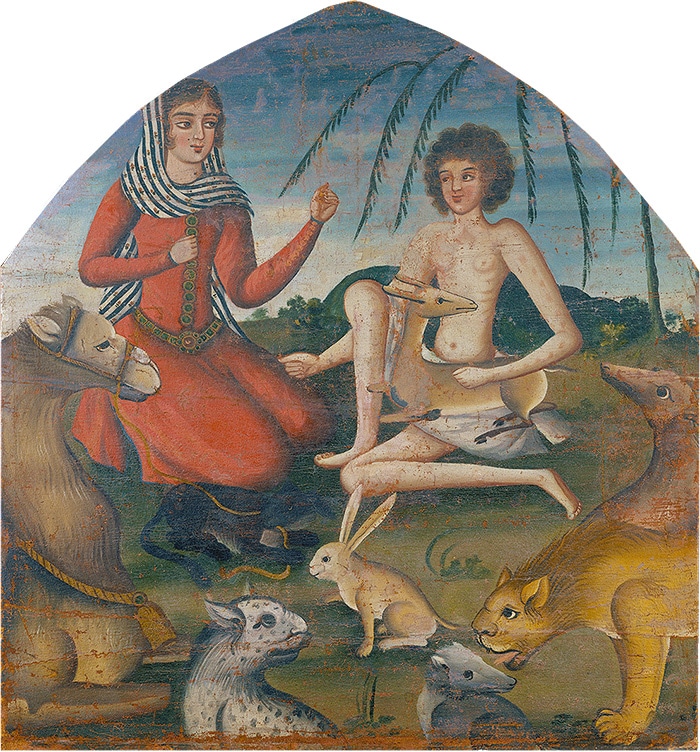 18th Century Layla and Majnun Oil On Canvas Painting Mid 18th Century Layla and Majnun Oil On Canvas Painting - nazmiyal