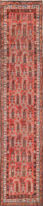 Tribal Long and Narrow Persian Kurdish Paisley Runner Rug 49744 - Nazmiyal