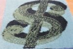 Vintage Dollar Sign Scandinavian runner rug by Andy Warhol 49792 blue square Nazmiyal