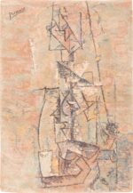 Vintage Ege Art Line Scandinavian Pablo Picasso Woman With Guitar Rug 49758 - Nazmiyal