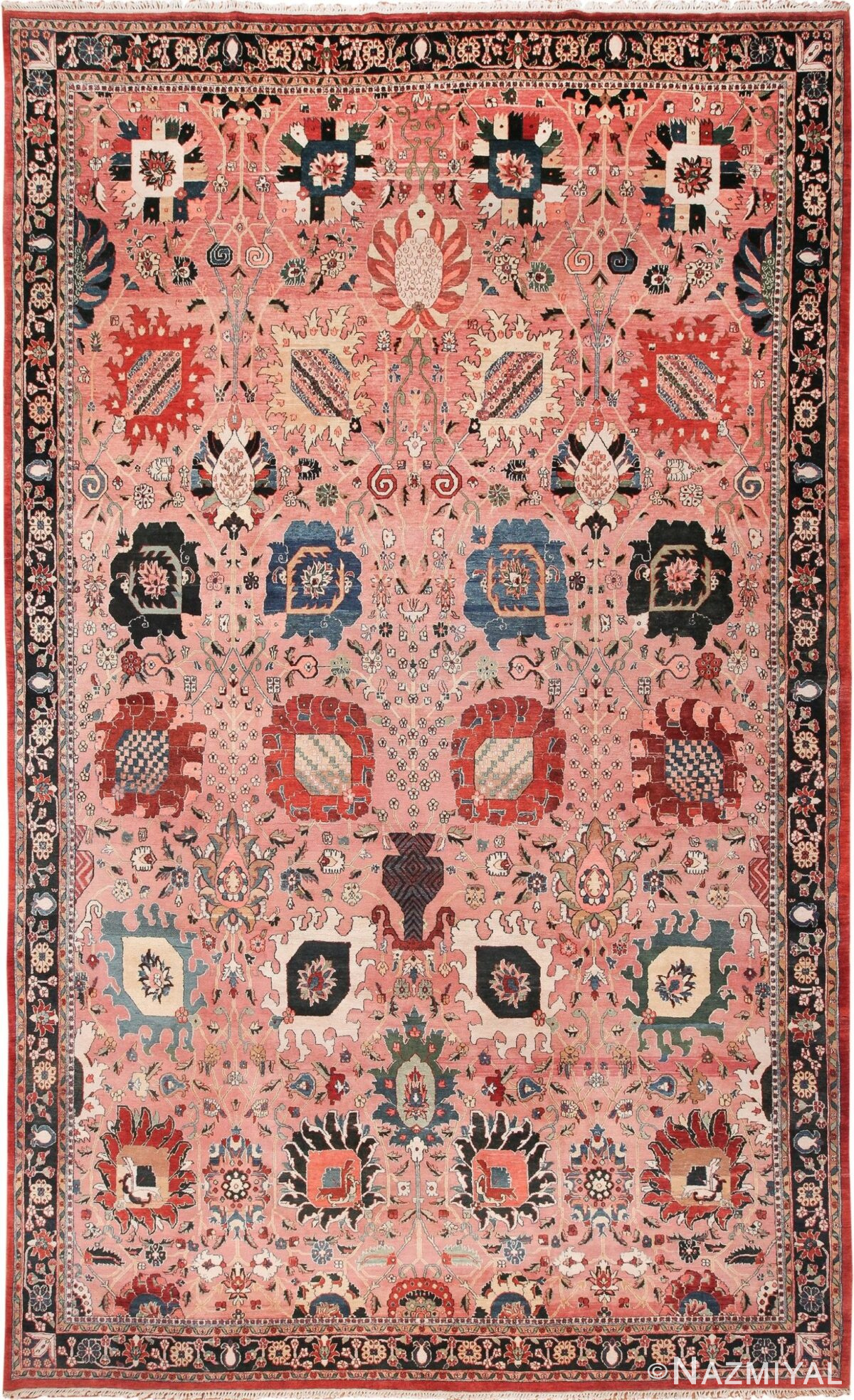 Large Vase Design Vintage Indian Agra Rug 49770 - Nazmiyal