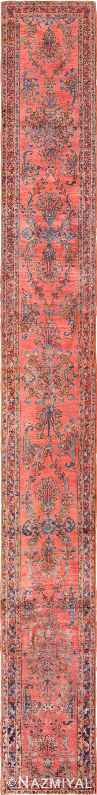 Long and Narrow Antique Persian Sarouk Runner Rug 49668 - Nazmiyal