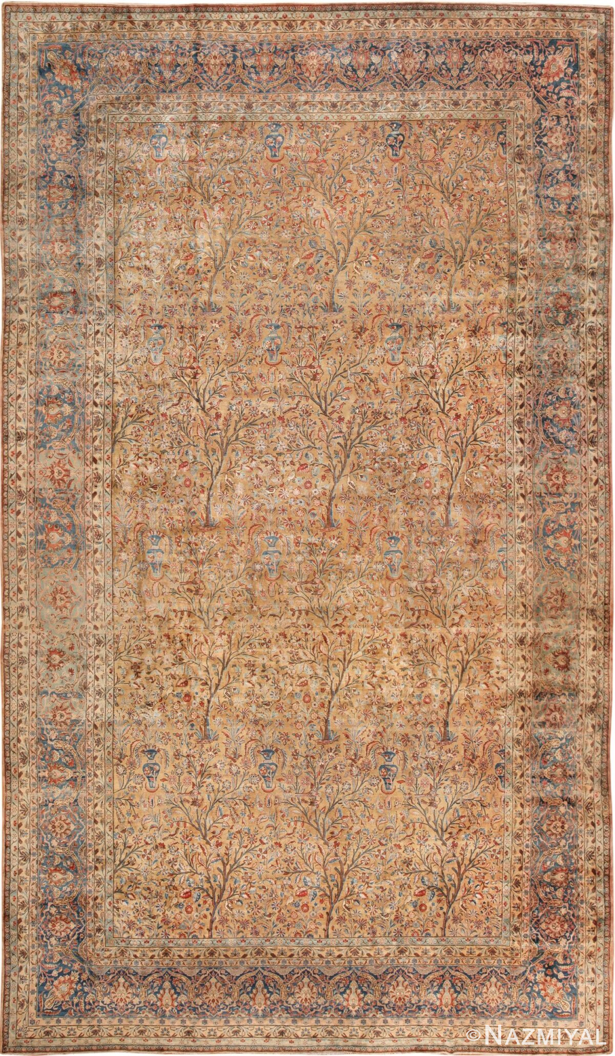 Oversized Tree Of Life Design Antique Persian Kashan Rug 49755 - Nazmiyal