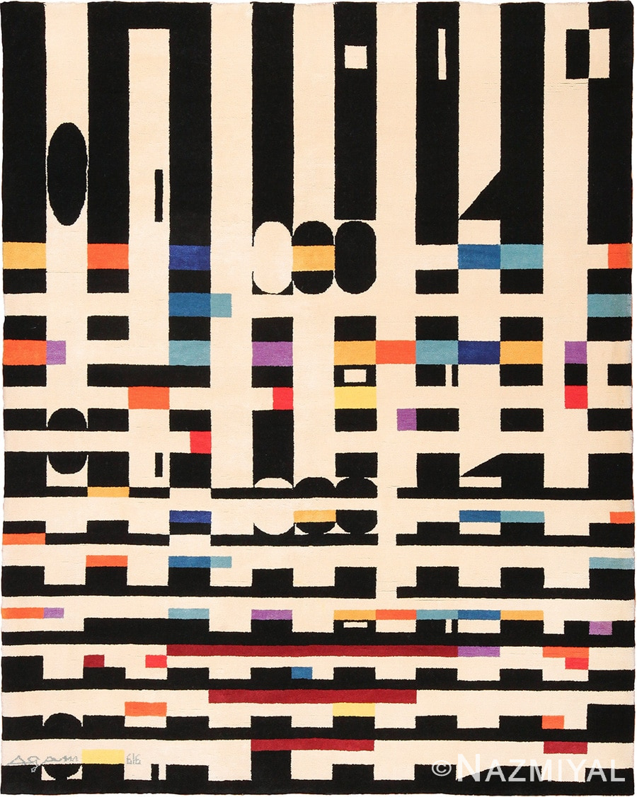 Vintage Geometric Israeli Yaacov Agam Bauhaus Rug 49772 - Nazmiyal