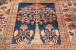 Antique Garden Design Persian Silk Heriz Rug 49140 Dark Blue Square Nazmiyal