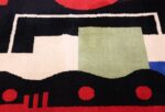 Fernand Leger No 9 Rouge design Vintage French Rug 49811 Green Sqaure Nazmiyal