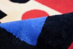 Fernand Leger No 9 Rouge design Vintage French Rug 49811 Red Blue Pile Nazmiyal