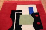 Fernand Leger No 9 Rouge design Vintage French Rug 49811 Red Top Design Nazmiyal
