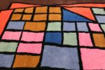 Paul Klee Checkboard Design Vintage French Rug 49813 Fold on Top Nazmiyal