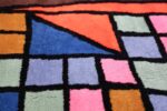 Paul Klee Checkboard Design Vintage French Rug 49813 Orange Blue Box Nazmiyal