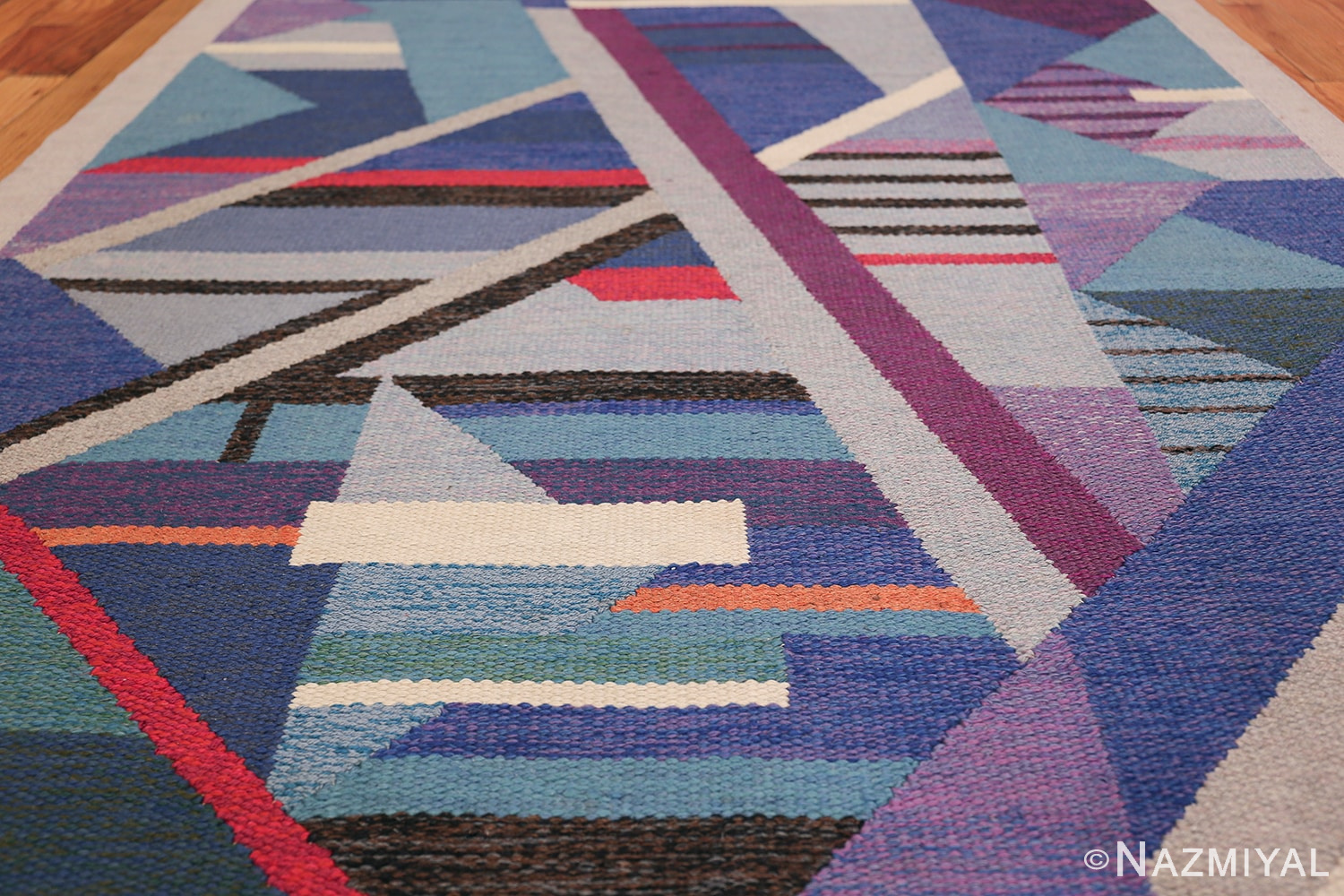 Agda Osterberg Vintage Scandinavian Swedish Kilim Rug 49822 Colorful Field Nazmiyal