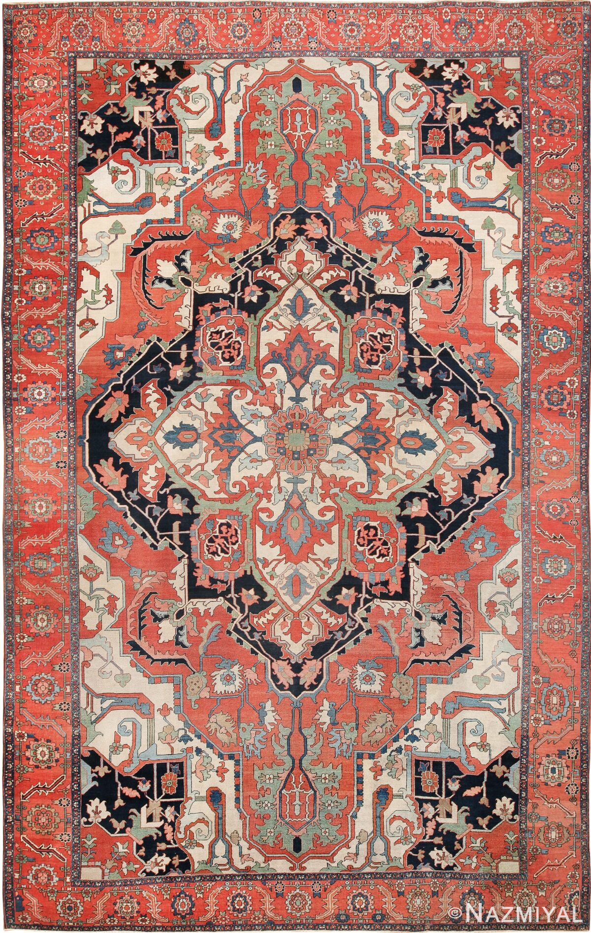 Rust Color Large Antique Persian Serapi Rug 49742 Nazmiyal