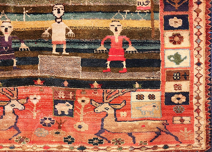 Soccer Field Design Antique Qashqai Persian Rug Soccer Field Design Antique Qashqai Persian Rug - nazmiyal