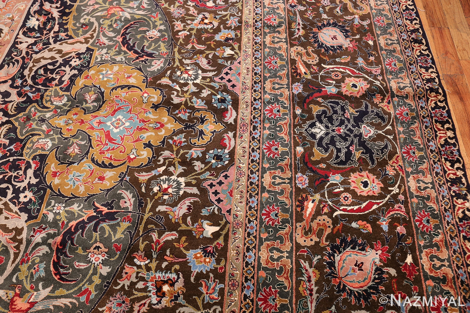Oversized Vintage Persian Tabriz Rug 49837 Border Design Nazmiyal