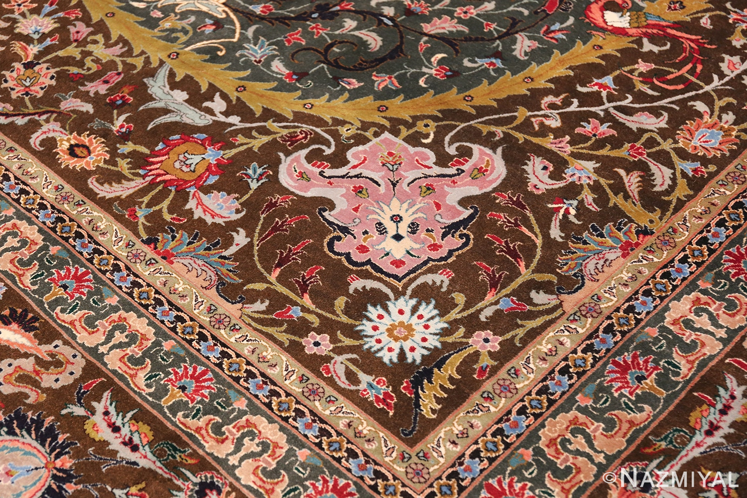 Oversized Vintage Persian Tabriz Rug 49837 Floral Design Nazmiyal