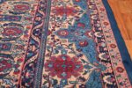 Blue Oversize Floral Antique Indian Rug 49847 Border Design Nazmiyal