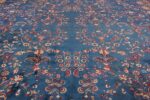 Blue Oversize Floral Antique Indian Rug 49847 Field Design Nazmiyal